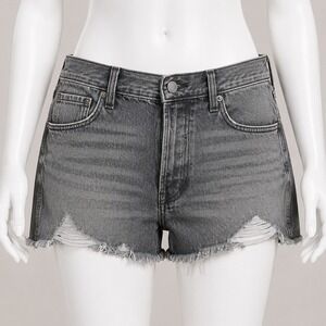 Universal Thread Womens Sz 12 High Rise Mini Shorts Charcoal Gray Cutoff Button